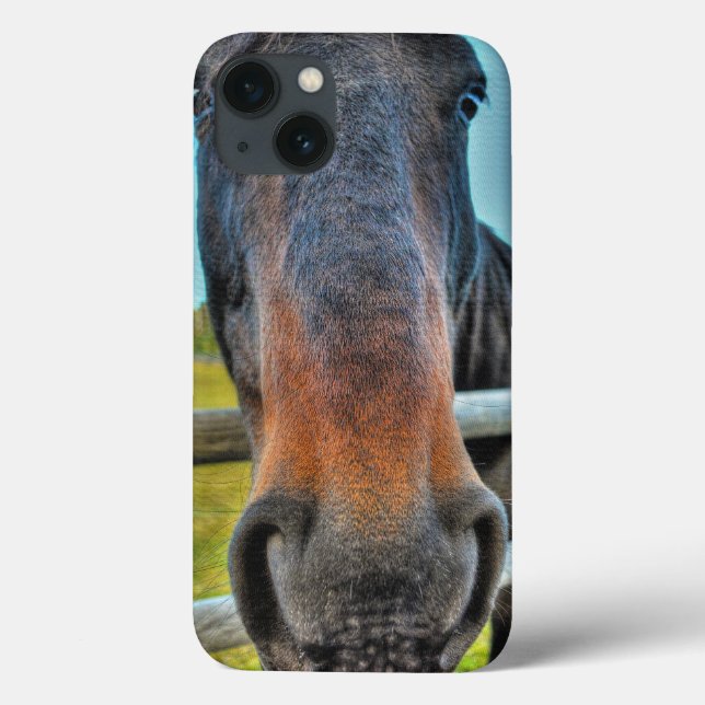 Black Thoroughbred Percheron Horse Muzzle Photo Case-Mate iPhone Case (Back)