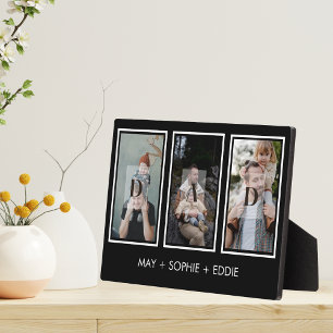 Black Three (3) Photos Father's Day Family Names  Plaque
