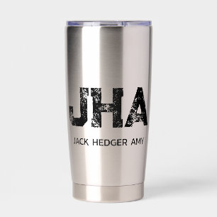 BLACK THREE LETTER MONOGRAM NAME STAINLESS STEEL INSULATED TUMBLER