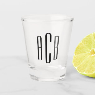 Black Three Letter Monogram Shot Glass