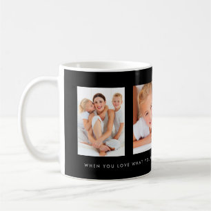 Black Three Photo Collage With Custom Message Coffee Mug