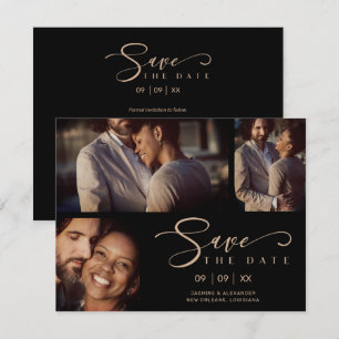 Black Three Photos Collage Wedding Funny Script