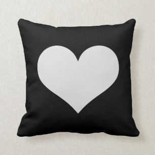 Black Throw Pillow with White Heart