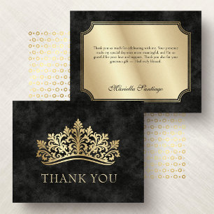 Black Tiara Crown Elegant Quinceanera Thank You Card
