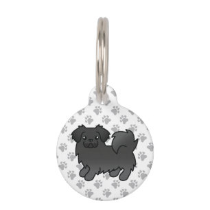 Black Tibetan Spaniel Cartoon Dog & Pet's Info Pet Tag
