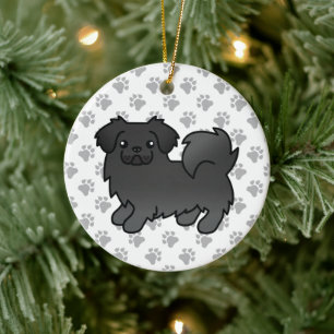 Black Tibetan Spaniel Cute Cartoon Dog Ceramic Tree Decoration
