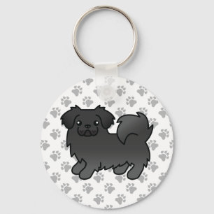 Black Tibetan Spaniel Cute Cartoon Dog Key Ring