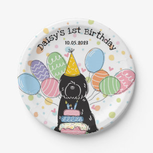 Black Tibetan Terrier Birthday Party Paper Plates