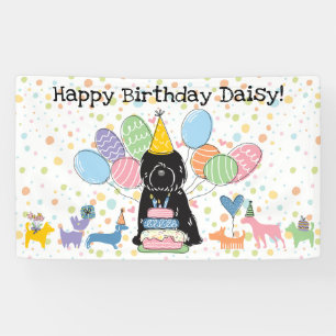 Black Tibetan Terrier Dog Birthday Party Banner