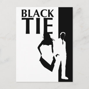 black tie affair : man and woman silhouette postcard
