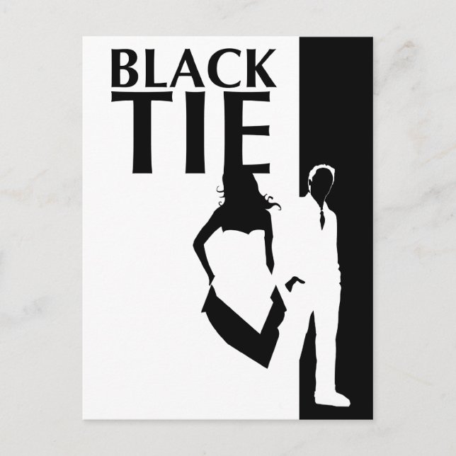black tie affair : man and woman silhouette postcard (Front)