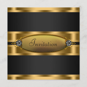 Black Tie Black Gold Party Invitation