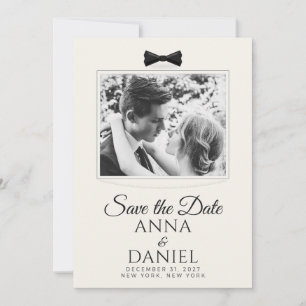 Black Tie Bow Tie Photo Wedding Save the Date Invitation