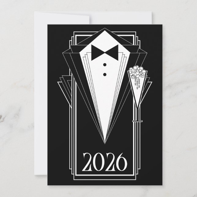 Black Tie Champagne Invitation (Front)