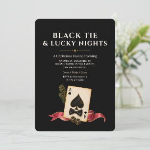 Black Tie Christmas Casino Night Gaming Party Invitation