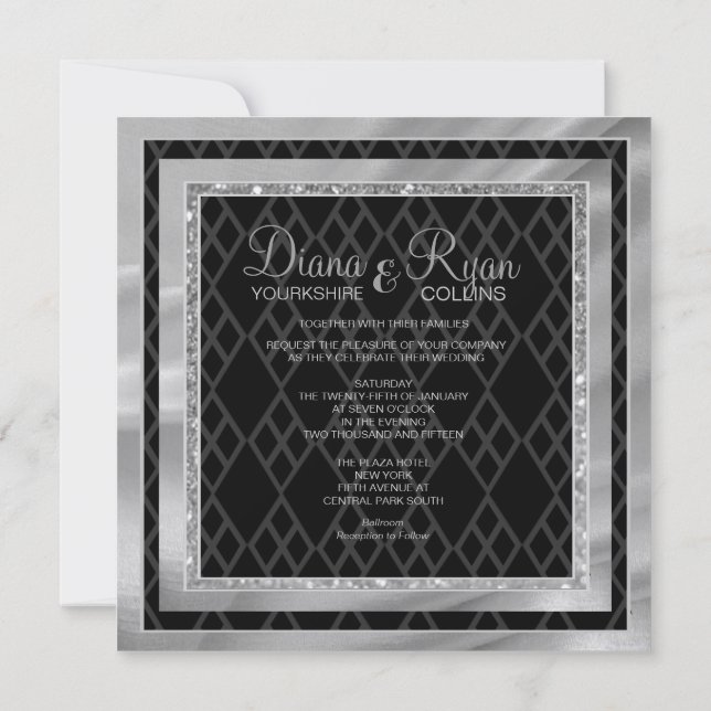 Black Tie Diamond Invitation (Back)