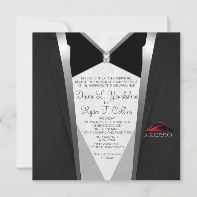 Black Tie Diamond Invitation (Back)
