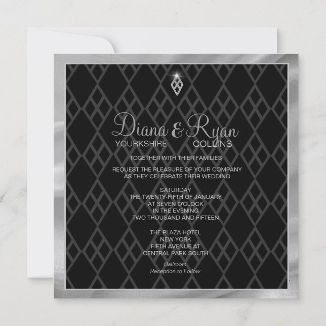 Black Tie Diamond Invitation (Back)