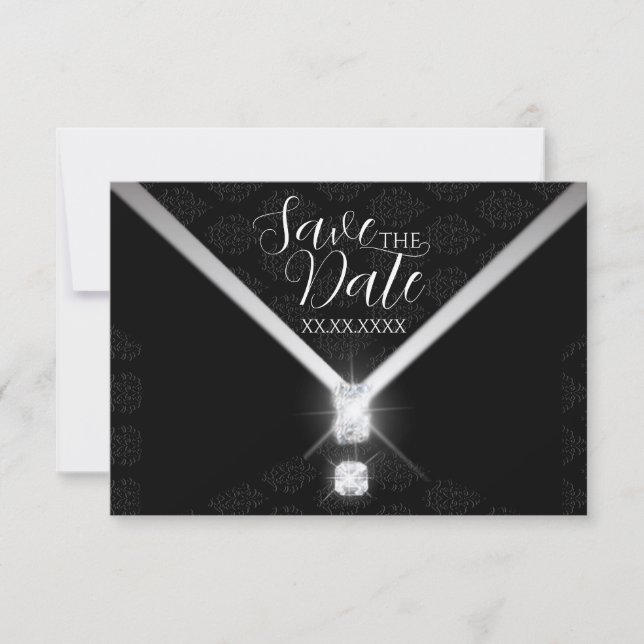 Black Tie Diamond Save the Date (Front)