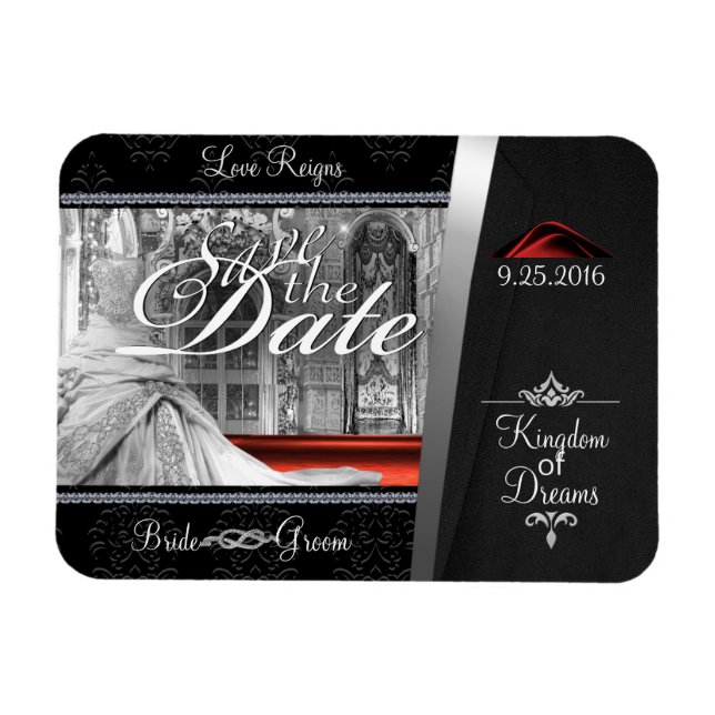 Black Tie Diamond Save the Date Magnet (Horizontal)