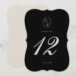 Black Tie Die-Cut Wedding Table Number