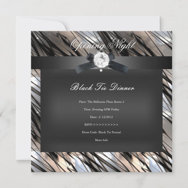 Black Tie Dinner Silver Sepia black Invitation (Front)
