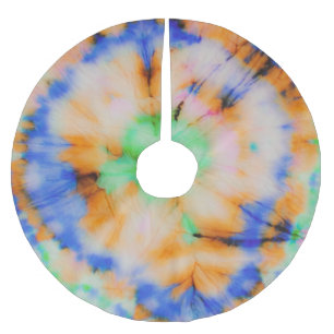 Black Tie Dye, Grungy Vintage. Brushed Polyester Tree Skirt