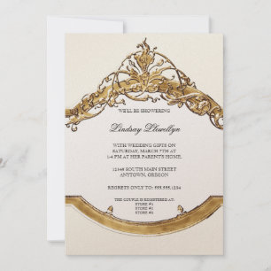Black Tie Elegance 2, Golden Bridal Shower Invite