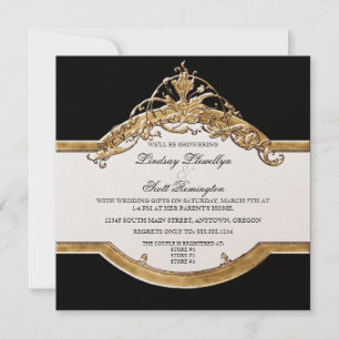 Black Tie Elegance 2, Golden Couples Shower Invite