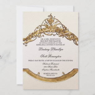 Black Tie Elegance 2, Golden Rehearsal Dinner Invitation
