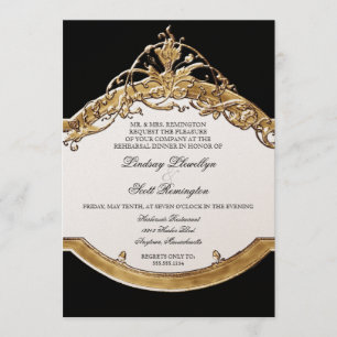 Black Tie Elegance 2, Golden Rehearsal Dinner Invitation