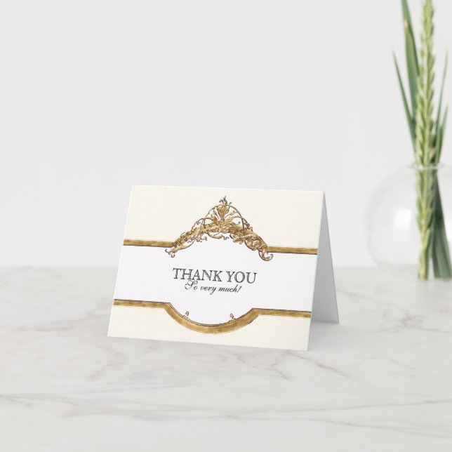 Black Tie Elegance 2, Golden Thank You Note Cards (Front)
