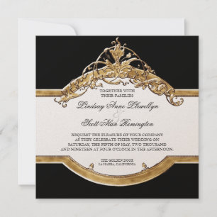 Black Tie Elegance 2, Golden Wedding Invitations