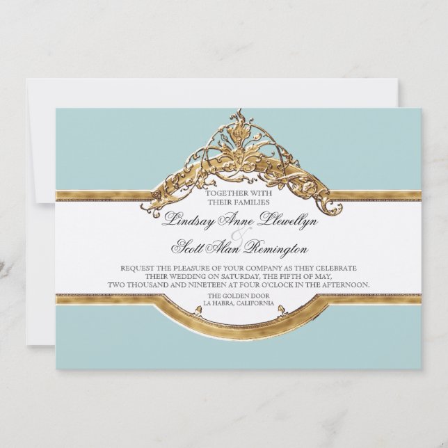 Black Tie Elegance 2, Golden Wedding Invitations (Front)