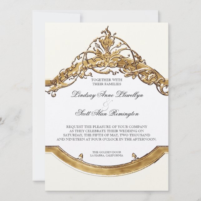 Black Tie Elegance 2, Golden Wedding Invitations (Front)