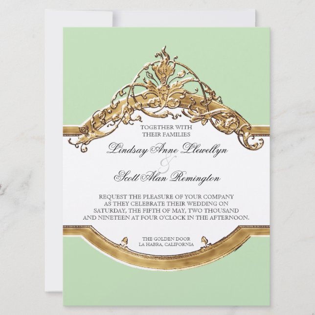 Black Tie Elegance 2, Golden Wedding Invitations (Front)
