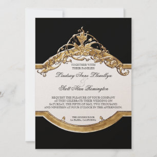 Black Tie Elegance 2, Golden Wedding Invitations