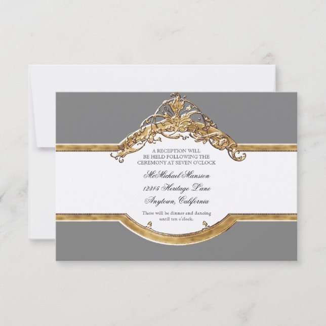 Black Tie Elegance 2, Golden Wedding Reception Invitation (Front)