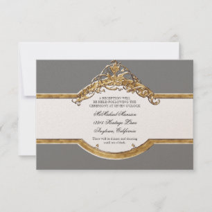 Black Tie Elegance 2, Golden Wedding Reception Invitation