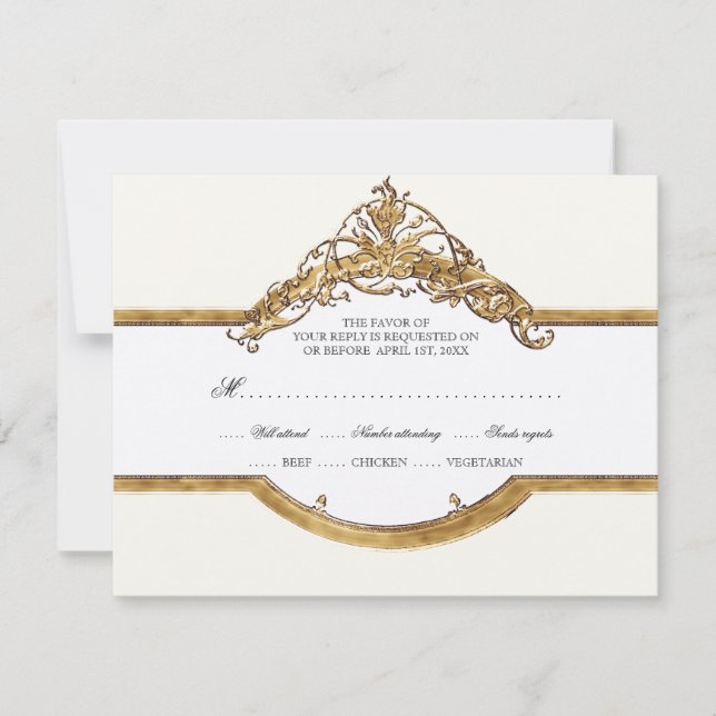 Black Tie Elegance 2, Golden Wedding RSVP Cards (Front)