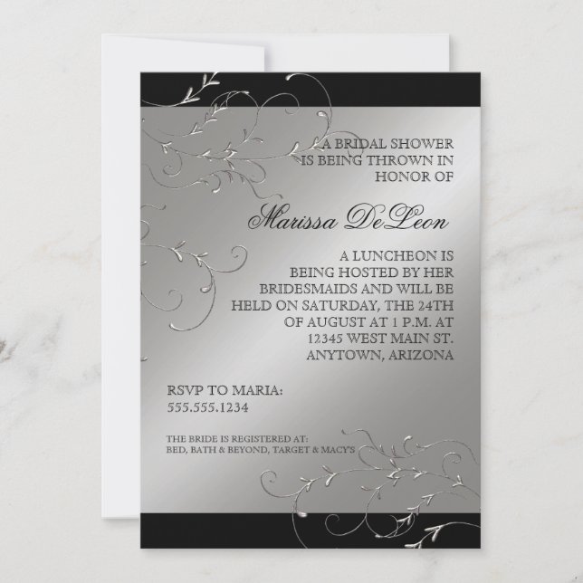 Black Tie Elegance, Bridal Shower Invitations (Front)
