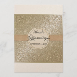 Black Tie Elegance, Champagne Cream Quinceanera Invitation