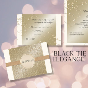 Black Tie Elegance, Champagne Cream Wedding Cards