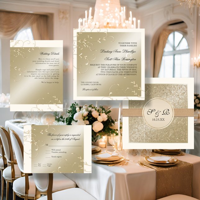 Black Tie Elegance, Champagne Cream Wedding Cards (Creator Uploaded)