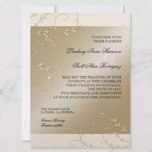 Black Tie Elegance, Champagne Cream Wedding Cards