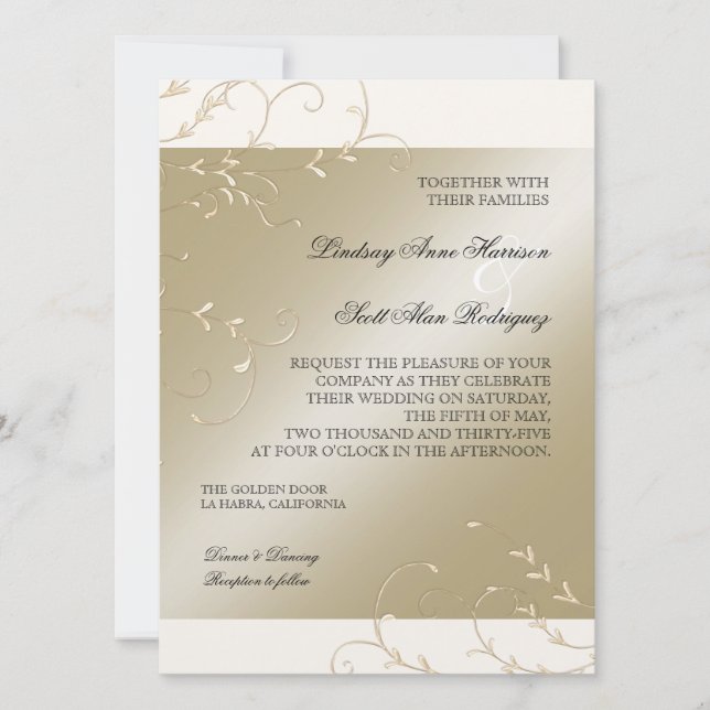 Black Tie Elegance, Champagne Cream Wedding Cards (Front)