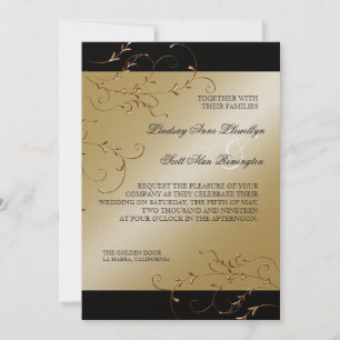 Black Tie Elegance, Golden Wedding Invitations