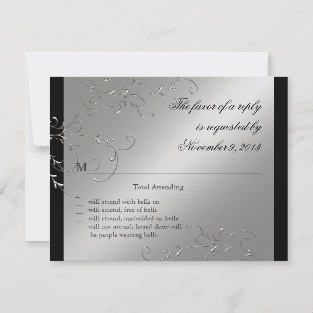 Black Tie Elegance, RSVP Response Cards (Front)