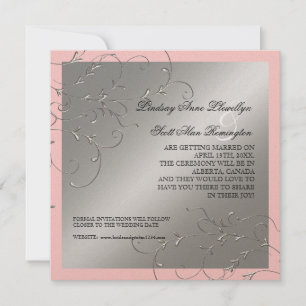 Black Tie Elegance, Silver Save the Date Invites
