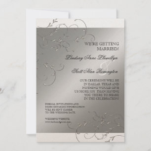 Black Tie Elegance, Silver Save the Date Invites
